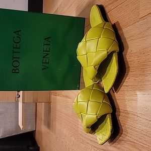 Bottega Veneta leather slides- lemon lime